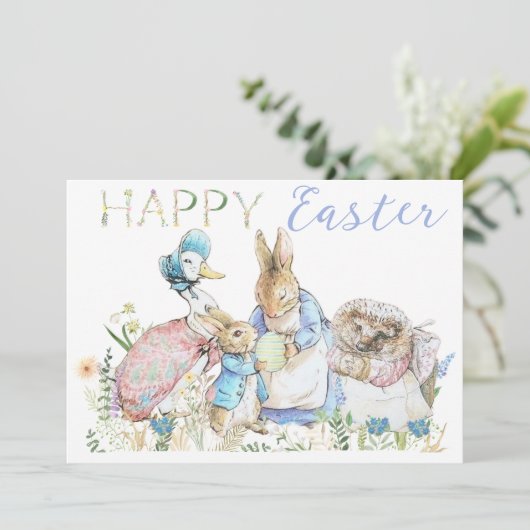 Beatrix Potter Peter het konijn Pasen Kaart (Staand voorkant)