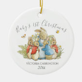Beatrix Potter Peter Rabbit Baby 1e Kerstmis Keramisch Ornament (Voorkant)