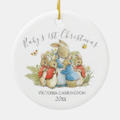 Beatrix Potter Peter Rabbit Baby 1e Kerstmis Keramisch Ornament (Achterkant)