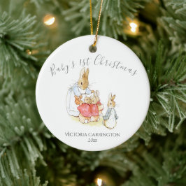 Beatrix Potter Peter Rabbit Baby 1e Kerstmis Keramisch Ornament