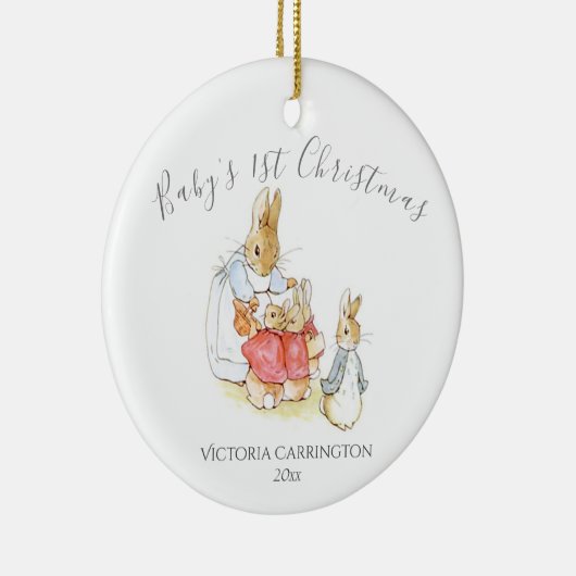 Beatrix Potter Peter Rabbit Baby 1e Kerstmis Keramisch Ornament (Rechts)