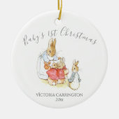 Beatrix Potter Peter Rabbit Baby 1e Kerstmis Keramisch Ornament (Voorkant)