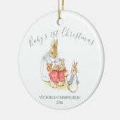 Beatrix Potter Peter Rabbit Baby 1e Kerstmis Keramisch Ornament (Links)