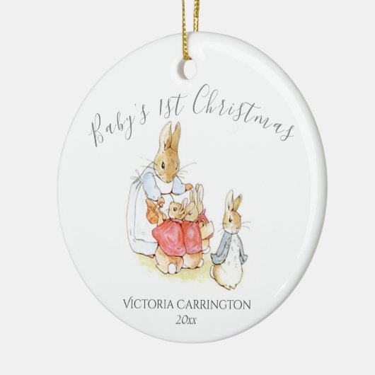 Beatrix Potter Peter Rabbit Baby 1e Kerstmis Keramisch Ornament (Links)