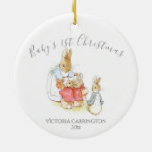 Beatrix Potter Peter Rabbit Baby 1e Kerstmis Keramisch Ornament (Achterkant)