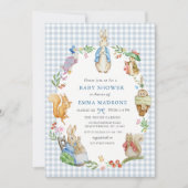 Beatrix Potter Peter Rabbit Blue Baby Shower Kaart (Voorkant)