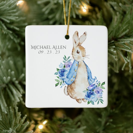 Beatrix Potter Peter Rabbit Blue Gepersonaliseerde Keramisch Ornament (Boom)