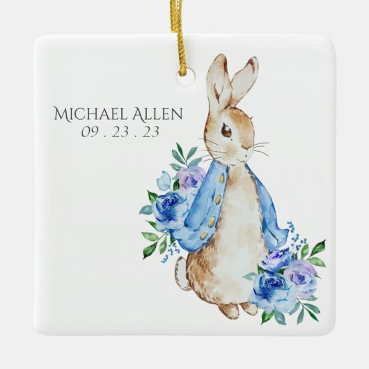 Beatrix Potter Peter Rabbit Blue Gepersonaliseerde Keramisch Ornament (Voorkant)