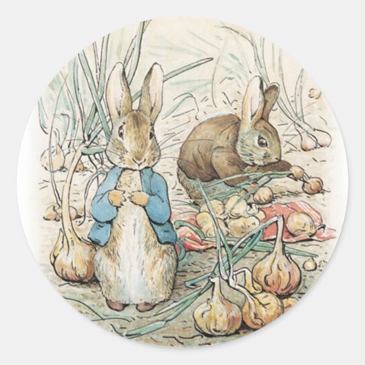 Beatrix Potter Peter Rabbit en Benjamin Bunny Ronde Sticker (Voorkant)