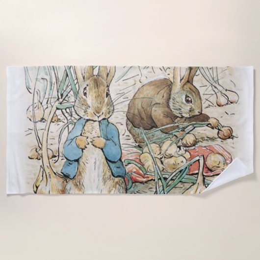 Beatrix Potter Peter Rabbit en Benjamin Bunny Strandlaken (Voorkant)