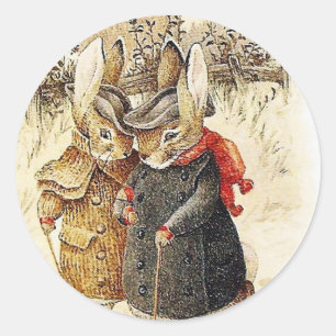 Beatrix Potter - Peter Rabbit Winter Walk Ronde Sticker