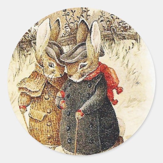 Beatrix Potter - Peter Rabbit Winter Walk Ronde Sticker (Voorkant)