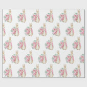 Beatrix Potter Pink Floral Baby shower Cadeaupapier (Vlak)