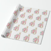 Beatrix Potter Pink Floral Baby shower Cadeaupapier (Uitgerold)