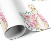 Beatrix Potter Pink Floral Baby shower Cadeaupapier (Rol Hoek)
