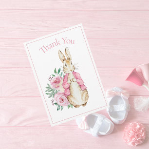Beatrix Potter Pink Floral Baby shower Hartelijk d Bedankkaart