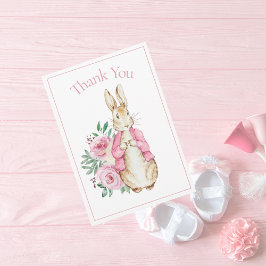 Beatrix Potter Pink Floral Baby shower Hartelijk d Bedankkaart