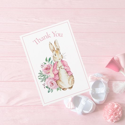 Beatrix Potter Pink Floral Baby shower Hartelijk d Bedankkaart