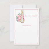 Beatrix Potter Pink Floral Baby shower Hartelijk d Bedankkaart (Achterkant)