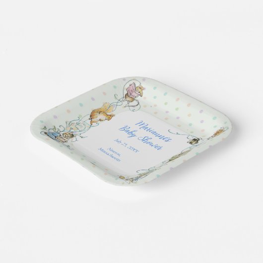 Beatrix Potter Polka Dot Rabbit Peter Baby shower Papieren Bordje (Gebogen)