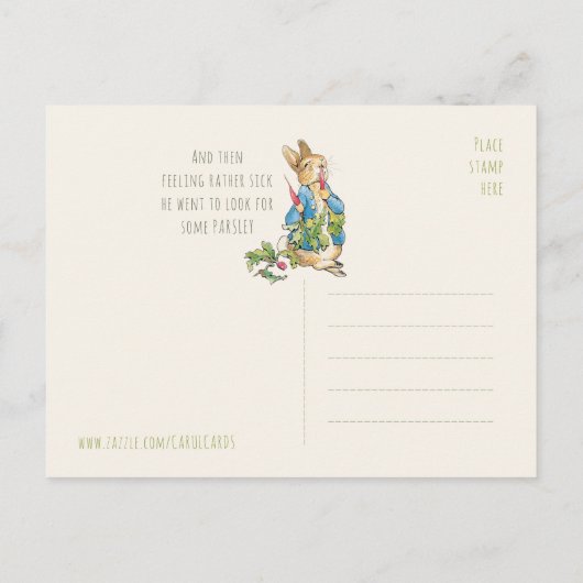 Beatrix Potter Rabbit gorging on radishes CC115 Briefkaart (Achterkant)