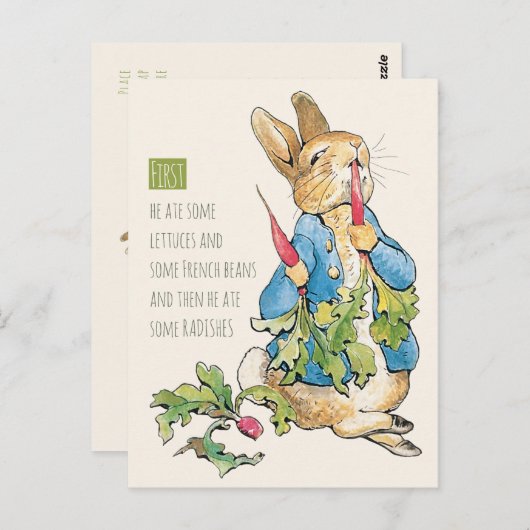 Beatrix Potter Rabbit gorging on radishes CC115 Briefkaart (Voorkant / Achterkant)
