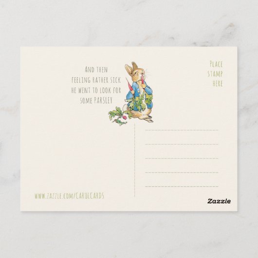 Beatrix Potter Rabbit gorging on radishes CC115 Briefkaart (Achterkant)
