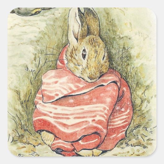 Beatrix Potter Rabbit Vierkante Sticker (Voorkant)