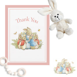 Beatrix Potter Red Baby Girl Shower Bedankkaart