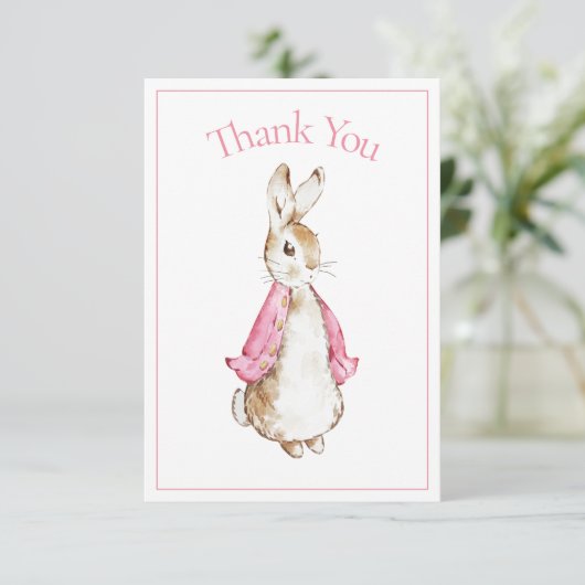 Beatrix Potter Roze Baby shower Dank u wel Bedankkaart (Staand voorkant)