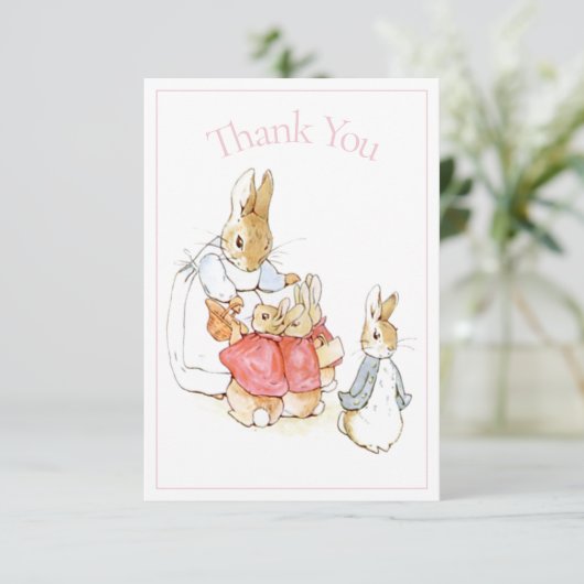 Beatrix Potter Roze Baby shower Dank u wel Bedankkaart (Staand voorkant)