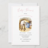 Beatrix Potter Roze Konijn Baby Shower Uitnodiging (Voorkant)