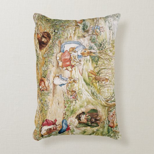 Beatrix Potter Schattige Peter en Vrienden Accent Kussen (Voorkant(Verticaal))