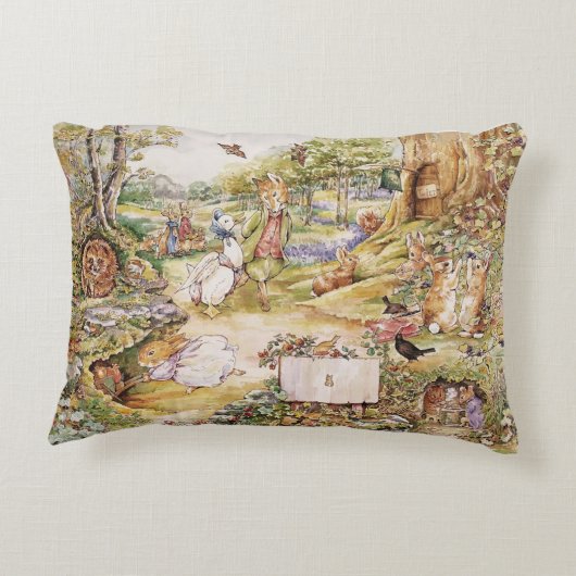 Beatrix Potter Schattige Peter en Vrienden Accent Kussen (Achterkant)