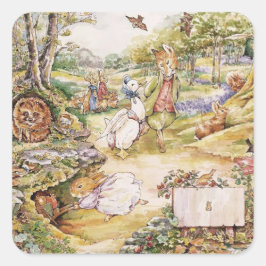 Beatrix Potter Schattige Peter en Vrienden Vierkante Sticker