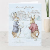 Beatrix Potter Sneeuwman en Bunnies Vakantie Kaart (Voorkant)