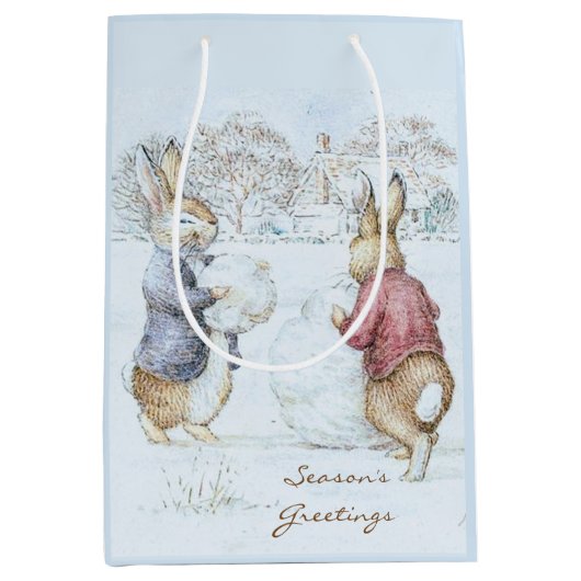 Beatrix Potter Sneeuwman en Bunnies Vakantie Medium Cadeauzakje (Voorkant)