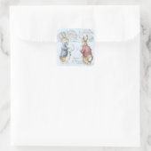 Beatrix Potter Sneeuwman en Bunnies Vakantie Vierkante Sticker (Tas)