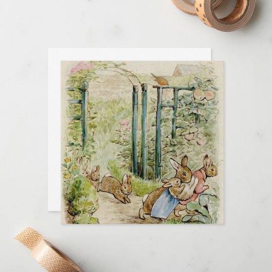 Beatrix Potter Sprookje van de Flopsy Konijnen Notitiekaartje (Voorkant / Achterkant in situ)