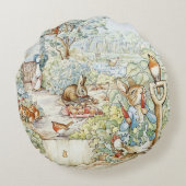 Beatrix Potter Storybook Characters Garden Rond Kussen (Achterkant)