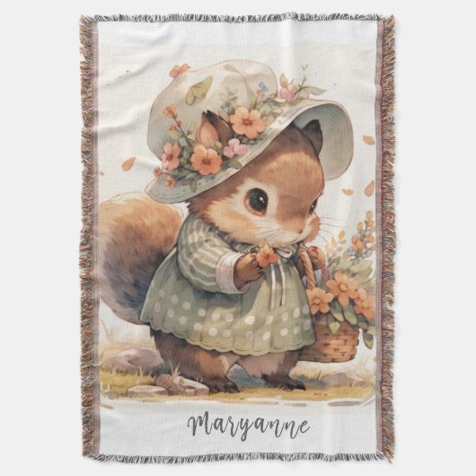 Beatrix Potter Style Baby Squirrel Deken (Voorkant Verticaal)
