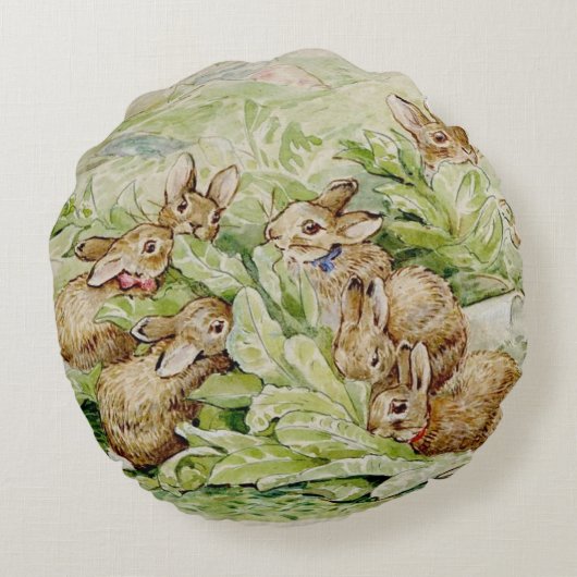 Beatrix Potter Tale of the Flopsy Bunnies Rond Kussen (Achterkant)