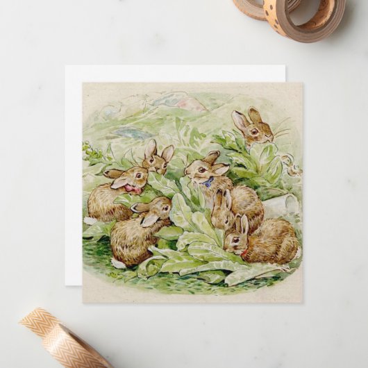 Beatrix Potter Verhaal van de Flopsy Konijnen Notitiekaartje (Voorkant / Achterkant in situ)