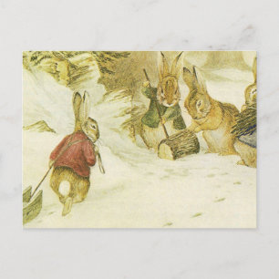 Beatrix Potter - Vier konijnen in de sneeuw Briefkaart