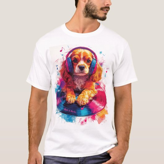 Beats & Barks - Cocker Spaniel Muziek T-shirt (Voorkant)