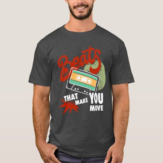 Beats die je bewegen | Retro Music Design 2 T-shirt (Voorkant)