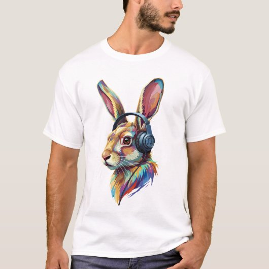 Beats & Ears – Abstract Konijn in Vibes T-shirt (Voorkant)