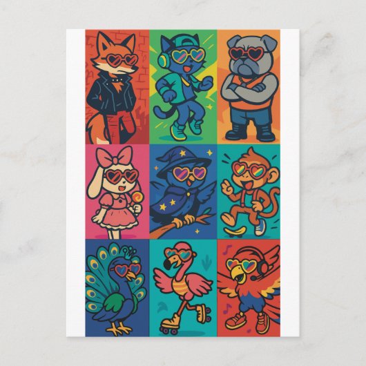 Beats en beesten briefkaart (Voorkant)