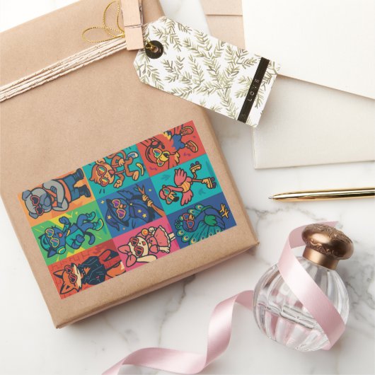 Beats en beesten rechthoekige sticker (Geschenken)