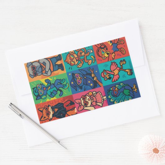 Beats en beesten rechthoekige sticker (Envelop)